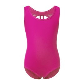 Phineein - Maillot de ballet sin mangas para niñas, con malla cruzada, espalda de malla, Ciruela, 7/8