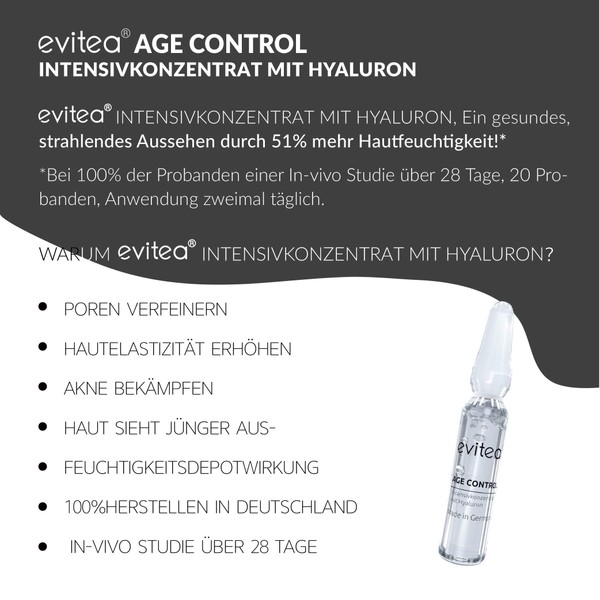 evitea® Age Control Silver Intensive Concentrate Ampoules 7 x 2 m, Moisture Serum, Avoid Dry Wrinkles, for Dry and Sensitive Skin