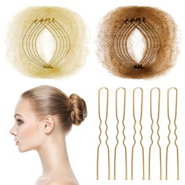 Pack of 20 Hair Net Bun, Hair Net Ballet Children, Small Hair Bun Net, for Dance, Flight Companion, Dancer, Riding, Tournament Hairstyle Aid Set, Girls Brown and Gold Hair Net with 50 Pieces U-Shape
