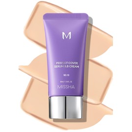 MISSHA M PERFECT COVER SERUM BB CREAM No.19 Ivory, Skin Care Foundation Makeup, Tinted Moisturizer, Superfood Complex, Buildable Coverage, Glass Skin, Paraben Free, 1.18 Fl oz