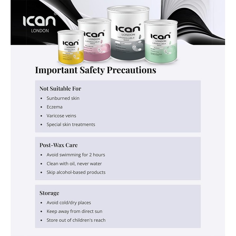 Ican London Liposoluble Hair Removal Strip Wax, Silver, Tin 800ml