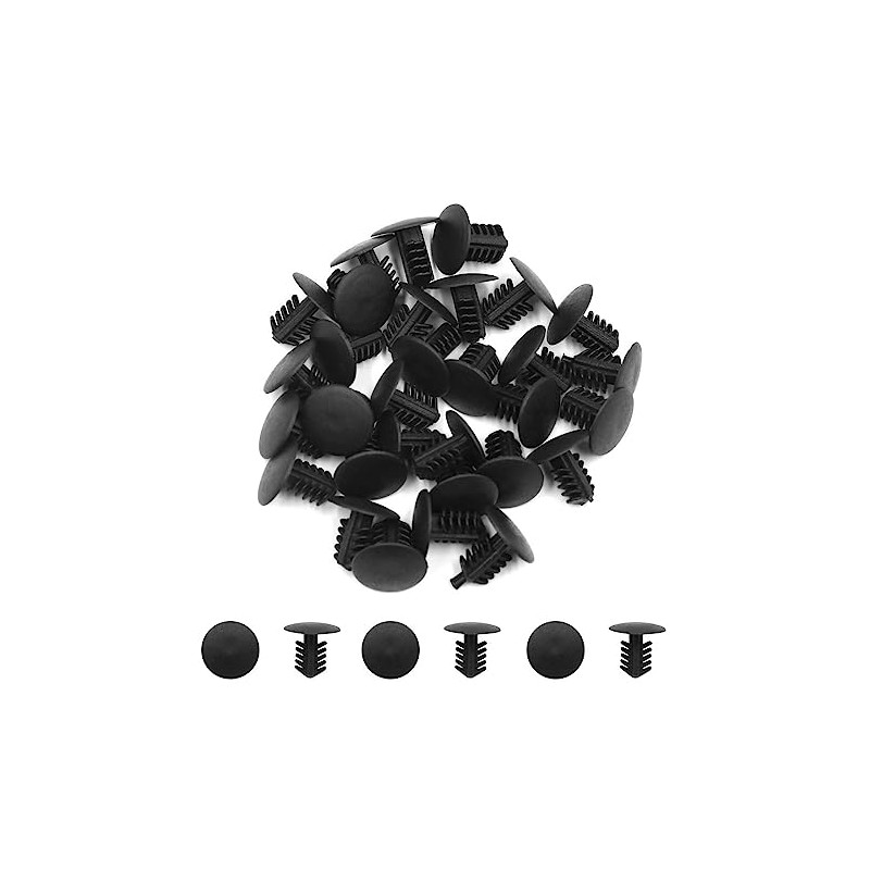 40 Pcs 6mm Hole Dia Plastic Rivets Fastener Clips Black