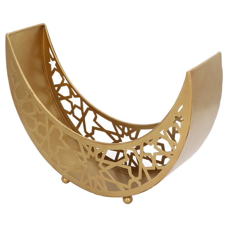 Ramadan Tray Moon Shape Large Capacity 11.8x8.3x3.1in Decorative Iron Serving