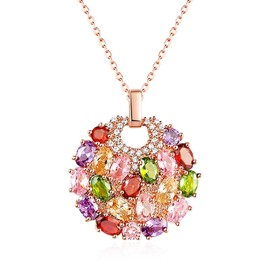 Colorful Crystal Choker Necklace Sparkly Multi Color Rhinestone Necklaces Rose Gold Chain Trendy Unique CZ Gemstone Wedding Necklace Dancing Party Prom Neck Jewelry for Women Engagement Xmas Gift