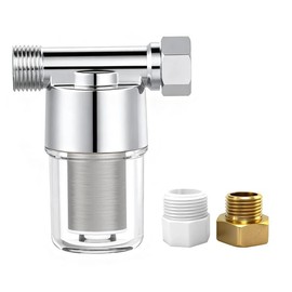 Washing machine water filter, capable of filtering out impurities of 40 microns in water, protecting household appliances. Suitable for water heaters and showers, (silver)