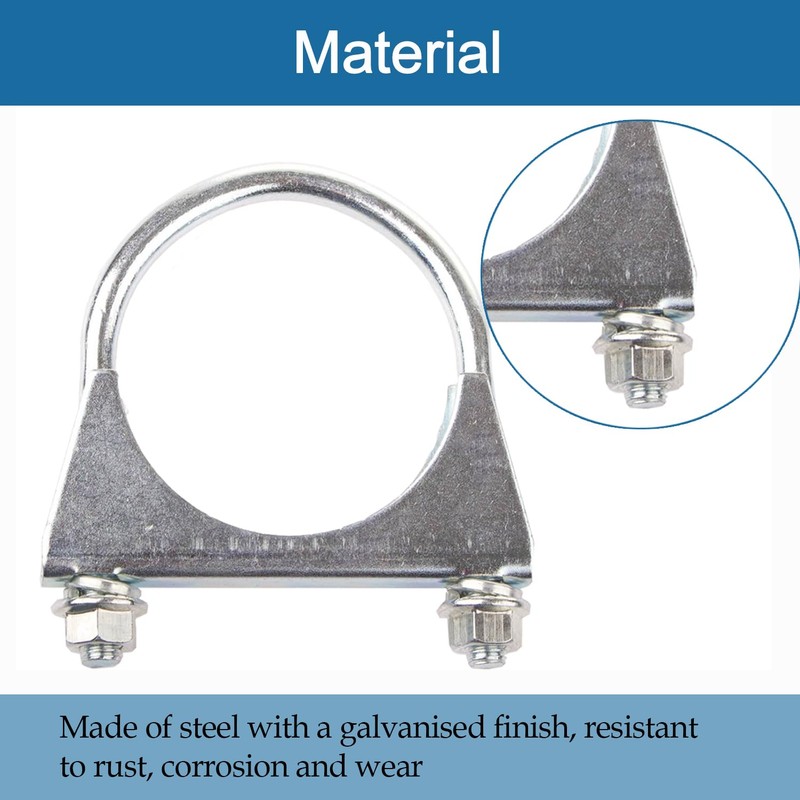 Heavy Duty 2-Pack 76mm Exhaust U-Clamps, Galvanized U-Bolts for Exhaust
