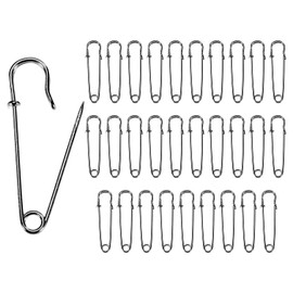 M METERXITY 30-Pack Large Safety Pins, 1.5" Spring Lock Pins Blanket Bulk Pins for Fashion/Clothes/Sewing/Quilting/Upholstery/Laundry/DIY Craft/Decorative, Big Safety Pins [Black]