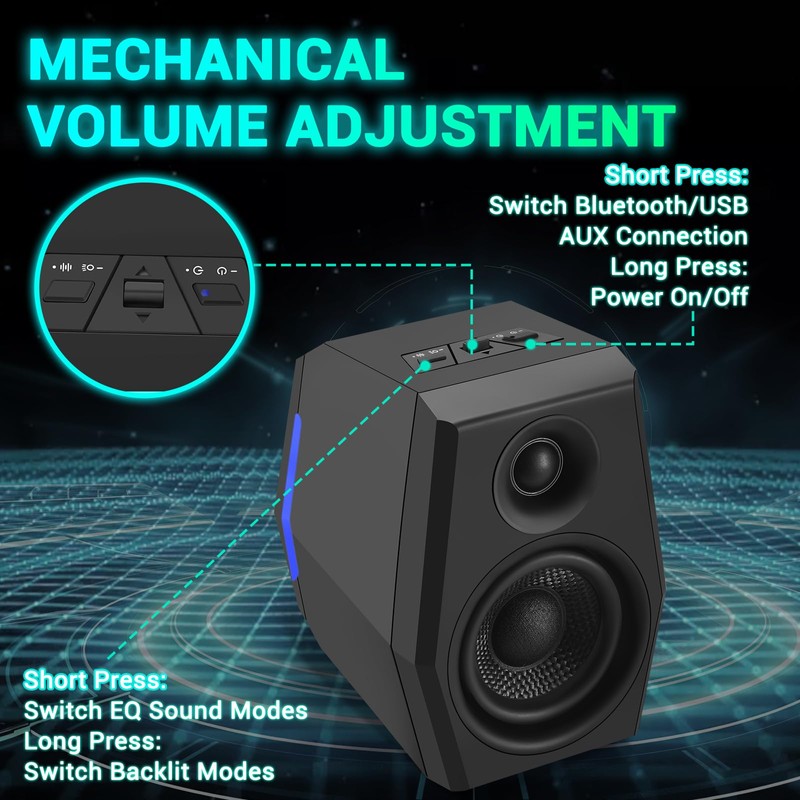 Sanyun SW209 36W Computer Gaming PC Speakers - 2.75" Fiberglass
