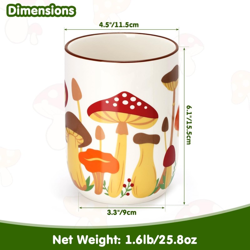 Nefelibata Mushroom Ceramic Utensil Holder Rustic Functional Utensil Crock Kitchen