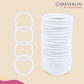 JASVERLIN Lazos gruesos blancos de 0.197 in, soportes grandes para cola de caballo, 48 unidades | Elásticos suaves para cola de caballo rizada gruesa,