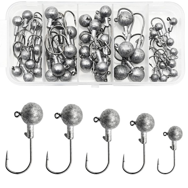 Pack of 45 Jig Heads Fishing Hooks, 2 g 3.5