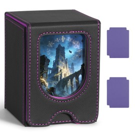 Euqvunn Deck Box con finestra display, contiene fino a 130 carte a bustina singola, include 2 divisori per una facile organizzazione, ideale per esposizione e trasporto (Nero & Viola)