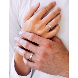 STARCHENIE 5mm Wedding Band Solid 925 Sterling Silver Ring for Men & Women Brushed Matte Finish Beveled Polished Edge Comfort Fit Size 12