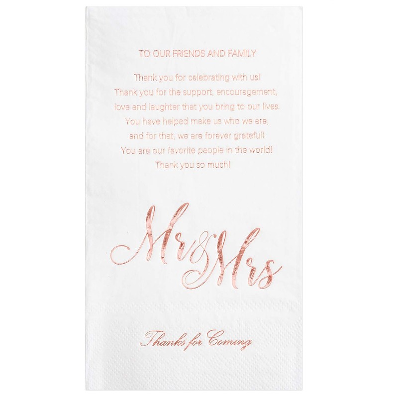 Crisky Mr and Mrs - Servilletas desechables, Rose gold, 50