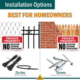 Private Property No Soliciting Loitering Trespassing Sign, 7" x 10" 0.40 Aluminum, Fade Resistance, Indoor/Outdoor Use, USA MADE By My Sign Center