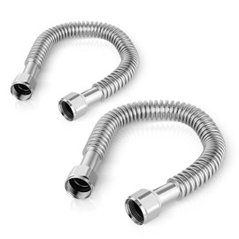Pack of 2 Foskan 18" Length Flexible Stainless Steel Corrugated Hose，1" FIP x 1" FIP Flex Connector for Hot Water Heaters and Water Softeners（18 Inch）
