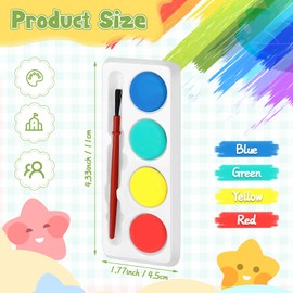 Motipuns 100 Pack Watercolor Paint Sets Mini Watercolor Bulk with Brushes 4 Colors Washable Paint Set Watercolor Palette for Boys Girls Arts and Crsfts Classroom School Party Favors, 4.33 x 1.77 Inch