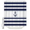 XHUUXH Nautical Anchor Shower Curtain Navy Blue White Striped Beach