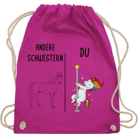 Shirtracer - Gym Bag Backpack - Bags - Other Sisters Dabbing Unicorn | Sister Gift | Sister Heart | Gift Sister Birthday | Gift Sister Christmas | Best Sister, 01 Fuchsia