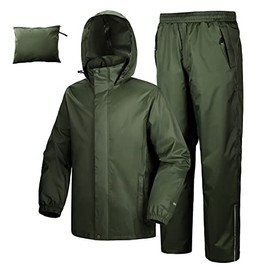 33,000ft Mens Rain Suit with Hideaway Hood Waterproof Rain Gear (Jackets and Pants)