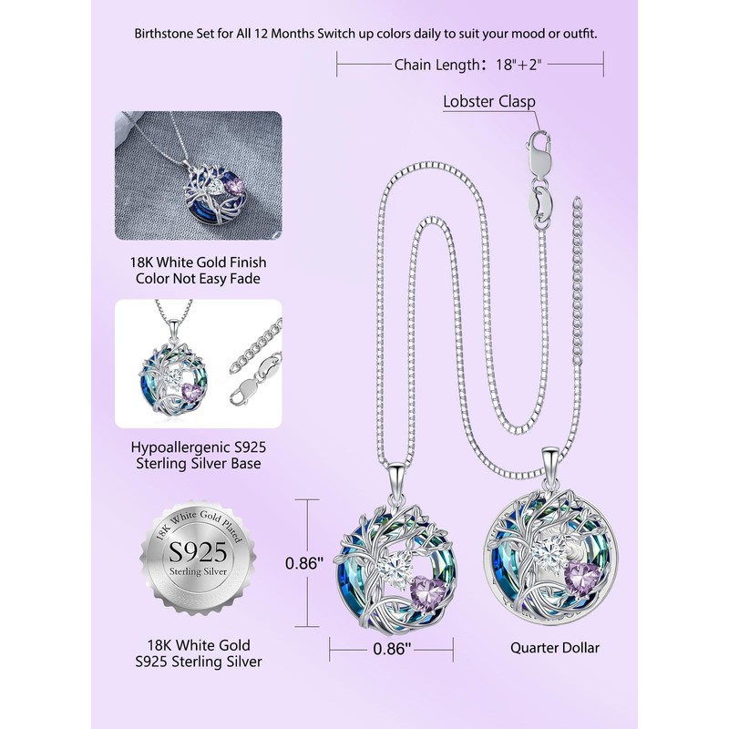TOUPOP Family Tree of Life Pendant Necklaces for Women 18k