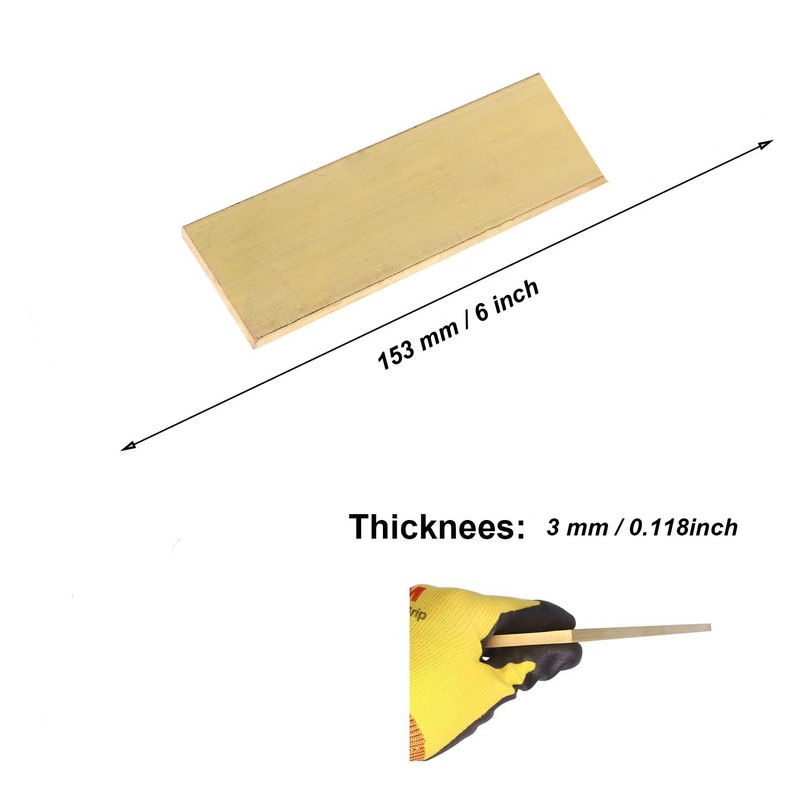 1/8" x 2" C360 Brass Flat BAR 6" Long Solid