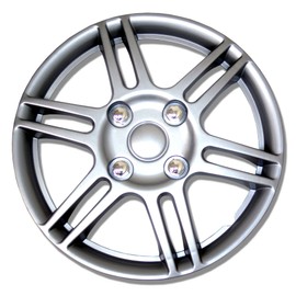 Tuningpros WC-14-1004-S - Pack of 4 Hubcaps - 14-Inches Style Snap-On (Pop-On) Type Metallic Silver Wheel Covers Hub-caps