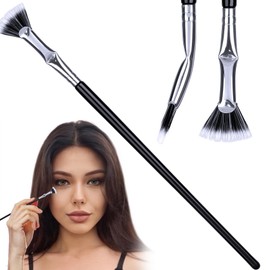 YANGWRshop 1 Pcs Folding Angle Scalloped Lash Brush, Eyelash Comb Separator, Multifunctional Mascara Fan Brush, Soft Bristles Makeup Tool for Upper Lower Eye Lash (Black)