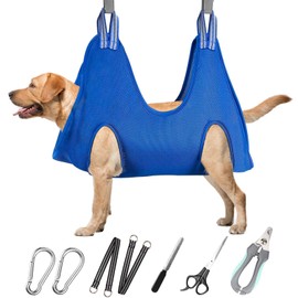 Dog Grooming Hammock for Large & Giant Dogs, Pet Grooming Sling with Nail Clippers, Trimmers & Scissors – Comfortable & Safe Grooming Harness for Stress-Free Nail Trimming for XXXL Dogs