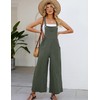 Flygo Jumpsuits for Women Cotton Linen Bib Overalls Loose Fit