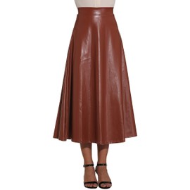 Long Leather Skirt - Faux Leather Skirt, bronze
