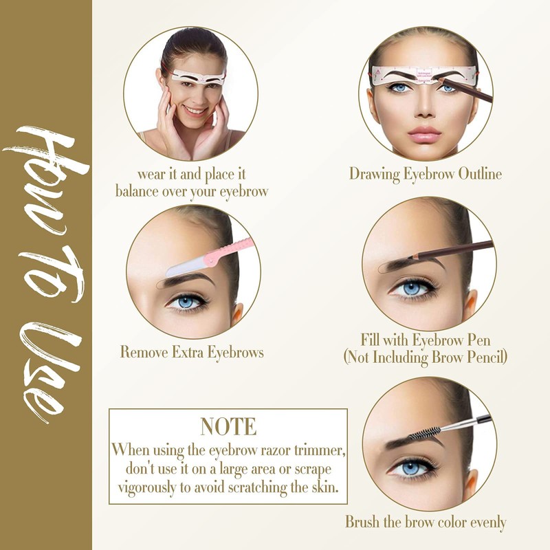 12 Pieces Eyebrow Stencils Set, DIY Eyebrow Stamp Stencil, Brow