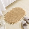 YIRDDEO Bath Mat Khaki Oval Rug with Pom Bathroom Rugs