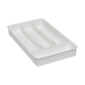 Dial Industries Small Cutlery, Utensil, Silverware Kitchen Drawer Organizer Tray, White