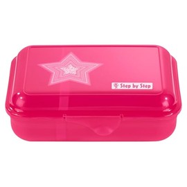 Step by Step Glamour Star Astra Pink Lunch Box with Divider and Click Lock Dishwasher Safe BPA Free School Nursery Girls 0.9 Litre