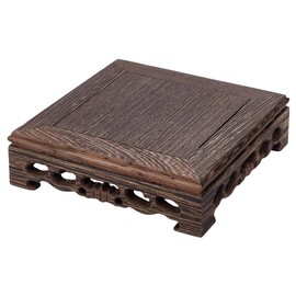 AHANDMAKER Wooden Display Stand Base 5.5 x 5.5 Inch Square Vase Riser Oriental Style Pedestal Stand Display Base for Vase, Flower Pots, Table Lamp, Fishbowl Collectibles Display Home Decoration