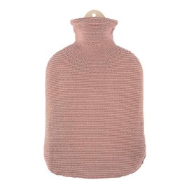 Sanger 2.0 Liter hot Water Bottle with Knitted Dusky Pink Cotton Cover