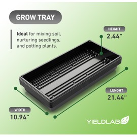 Yield Lab 10x20 Inch Black Plastic 10 Pack Plant Propagation Tray – Growing Trays for Garden, Planting, Seedling, Soil & Hydroponic Horticulture - Microgreen Trays Grow Plants - No Drain Holes