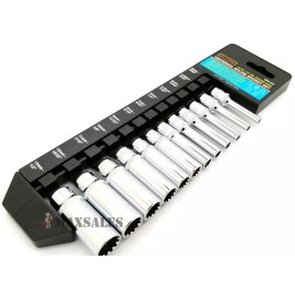 calhawk 12Pc 1/4" Drive SAE/MM Universal Deep Spline Socket Set