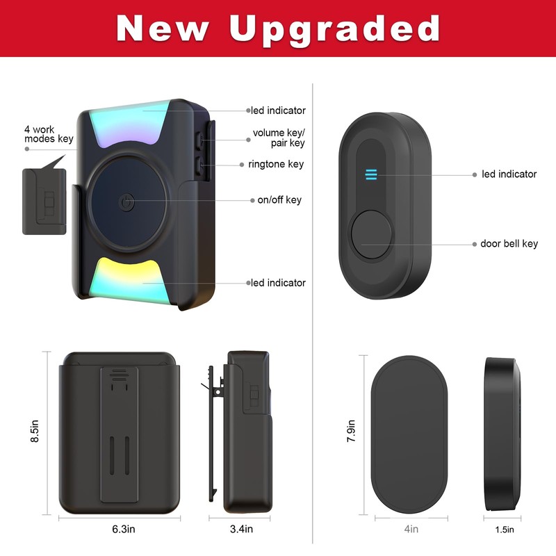 CallToU Hearing Impaired Doorbell 1000FT Wireless Battery Operated Door Bell