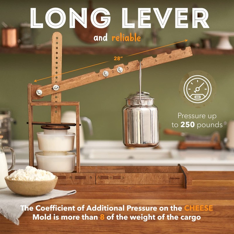 Dutch Wooden Cheese Press - Cheese Making Kit (Wooden Cheese