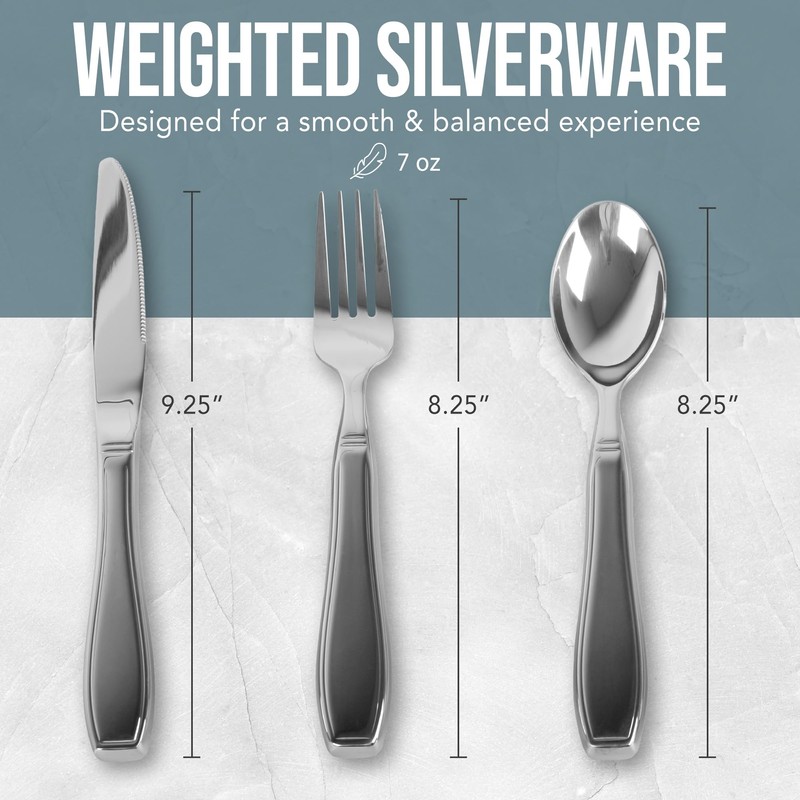 BUNMO Weighted Utensils for Hand Tremors - Elderly, Weak Hand