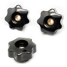6pcs M8-1.25mm Bakelite Female Clamping Knob，40mm Dia Star Head, Brass Nut,Lathe Knob Thru Hole for Machine Tool(M8-40mm)