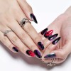 GLAMERMAID Almond Press on Nails with Red Thunder, GLAMERMAID Black