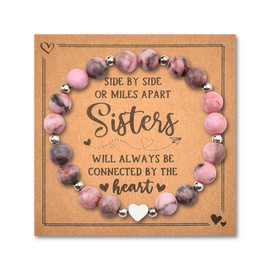 Long Distance Gifts for Sister Bracelet Big Little Sister Christmas Birthday Gifts for Sisters Natural Stone Bead Bracelets for Women Best Friend Friendship Bracelet Gift for Woman Women