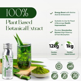 Pandan Extract Liquid Concentrate | No Artificial Additives, No Sugar Added | 100% Natural Asian Gourmet Flavoring & Coloring Ingredient for Healthy Baking & Beverages (80g)