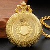 Tiong Gold Shield Men's Quartz Pocket Watch with Chain, Arabic