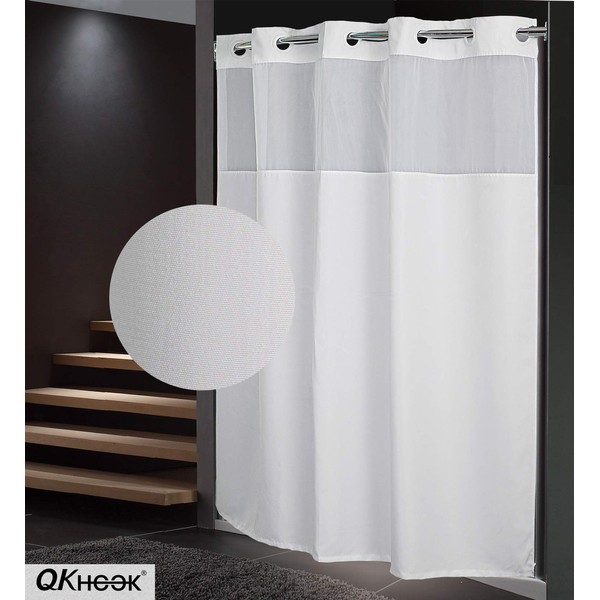 QKHook Shower Curtain with Snap in Liner 1 Pack 71x77