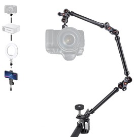NEWFUN Desktop Magic Arm, Articulated Articulated Articulating Arm Camera Desk Mount, Flexible Articulated Arm Table Mount with 1/4 Inch Ball Head, 3/8 Inch Adapter, C Clamp for LED Light, Camera,