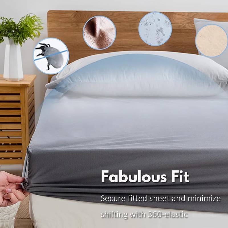 Waterproof Mattress Protector,H HOME-MART Deep Pocket Queen Size Fitted Sheet,Stretch